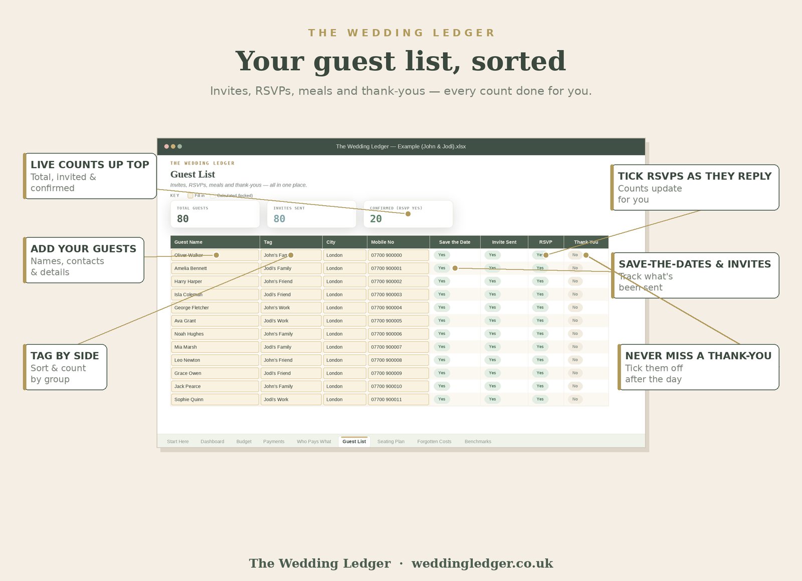 Guest List worksheet