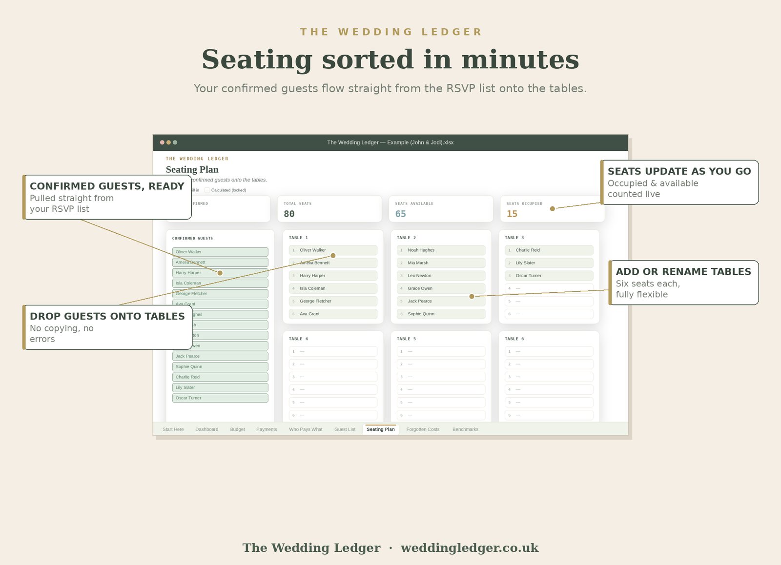 Seating Plan worksheet